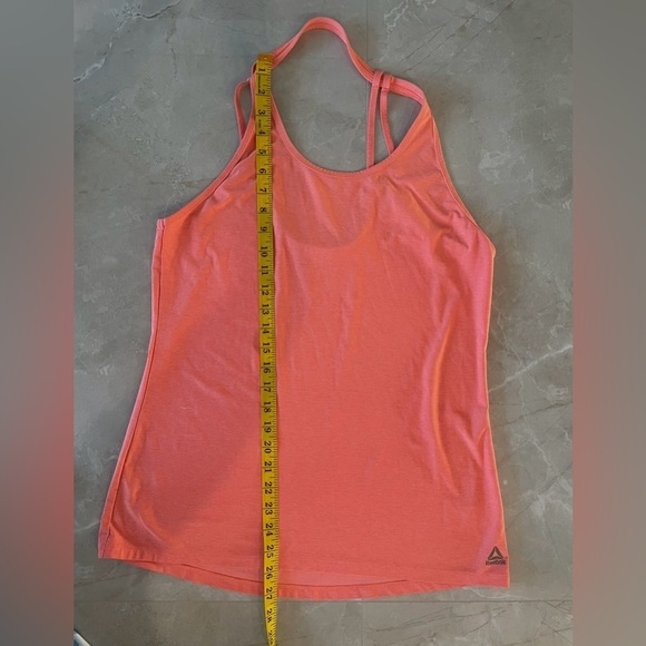 REEBOK Woman Tank Top Size Large Orange Color Racerback Reebok Logo on Back - Picture 3 of 6